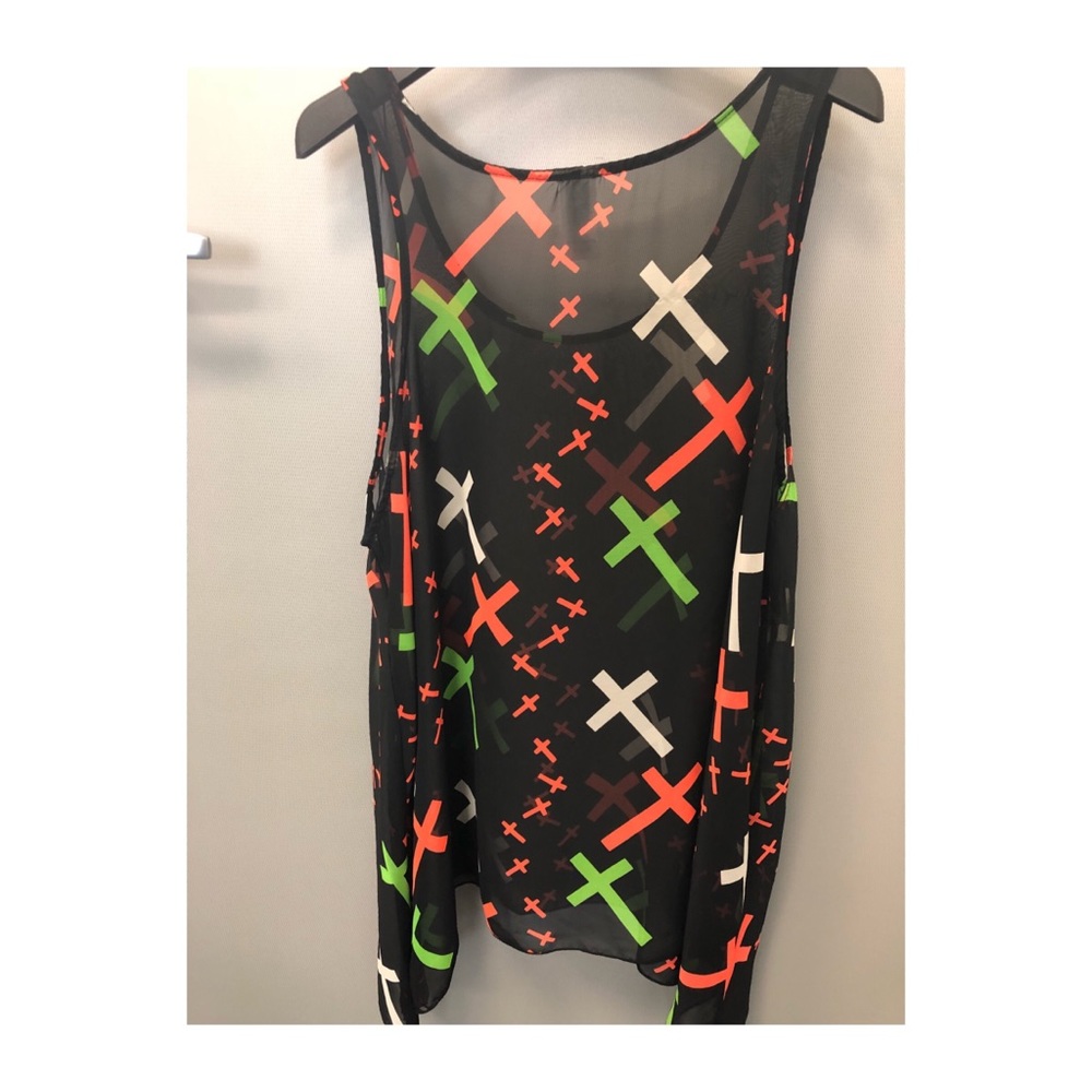 NWOT plus size sheer cross tank top